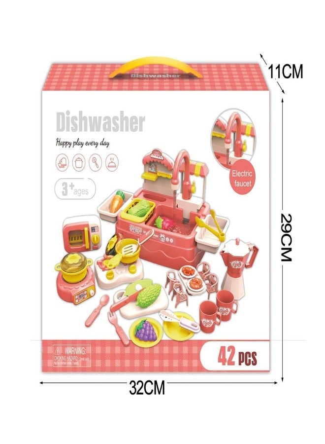 Oupstrive Pretend Play Dishwasher Kitchen Sink Toy Set with Running Water, Cookware, Vegetables, Utensils, and Tableware - 40+ Pcs Educational Role Play Cooking Set for Kids, Toddlers & Girls Boys. - Image 3